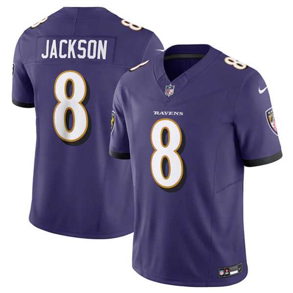 Men & Women & Youth Baltimore Ravens #8 Lamar Jackson Purple 2023 F.U.S.E Vapor Jersey->baltimore ravens->NFL Jersey
